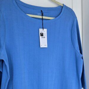 Olsen Blue 100% Cotton 3/4 Sleeve Top – New With Tags – Size 46 (XL)